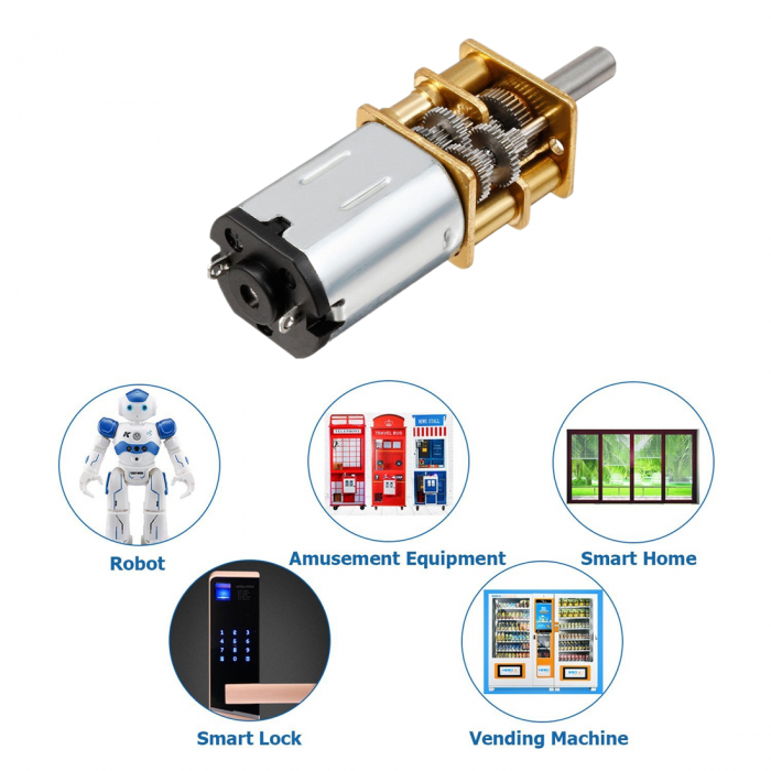 Motor mic de reducere a vitezei cu angrenaje metalice DC GA12-N20, 6V, 75 RPM [4]