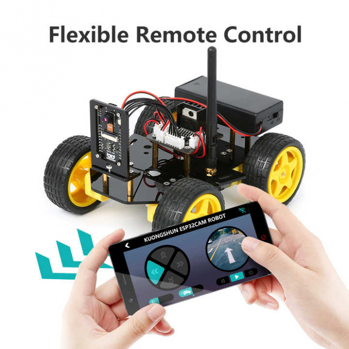 Kit Masina Robotica ESP32 CAM 4WD cu Control WiFi [5]