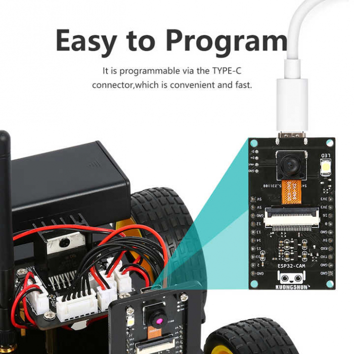 Kit Masina Robotica ESP32 CAM 4WD cu Control WiFi [6]