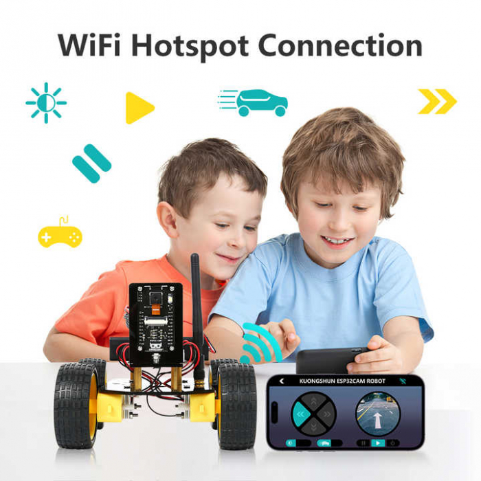 Kit Masina Robotica ESP32 CAM 4WD cu Control WiFi [4]