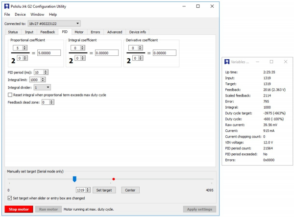 Controlor de motor USB Jrk G2 24v13 cu feedback [14]