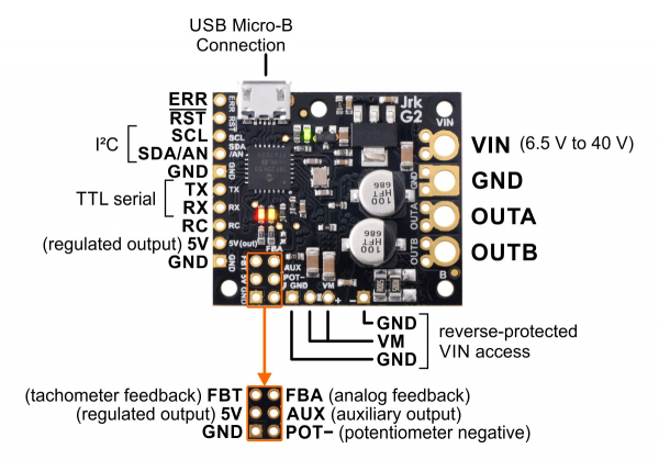 Controlor de motor USB Jrk G2 24v13 cu feedback [9]