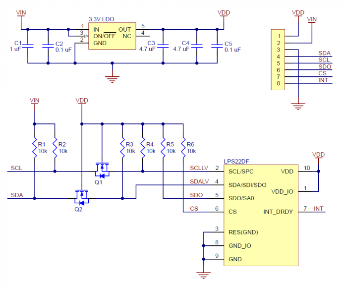 LPS22DF Pressure/Altitude Sensor Carrier with Voltage Regulator [3]