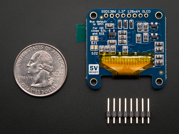 Monochrome 1.3" 128x64 OLED graphic display [4]