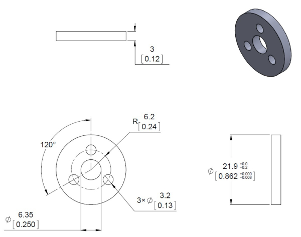 Conector roata (trotinete,role)  cu ax  4mm [6]