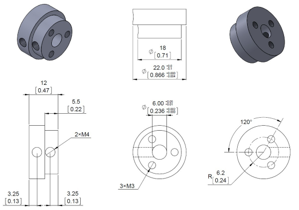 Conector roata (trotinete,role) cu ax 6mm [6]