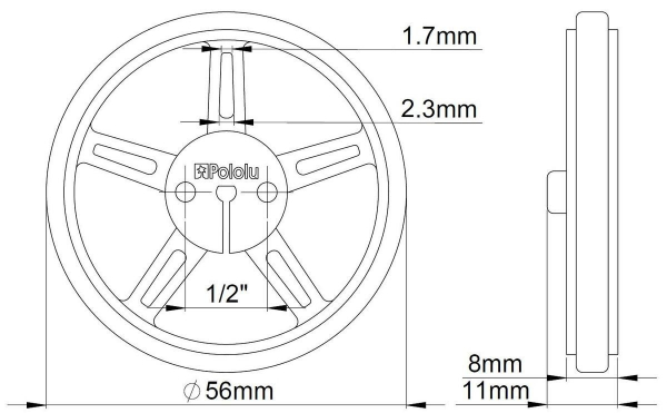 Roti Pololu Wheel 60×8mm Perechea - Galbene [3]