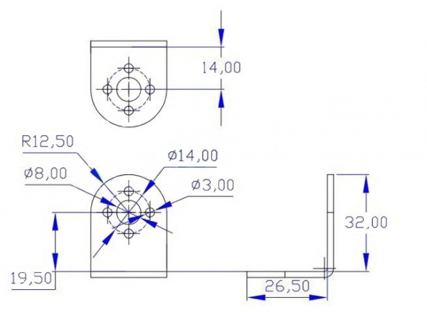Suport servomotor in forma de “L” - argintiu [4]