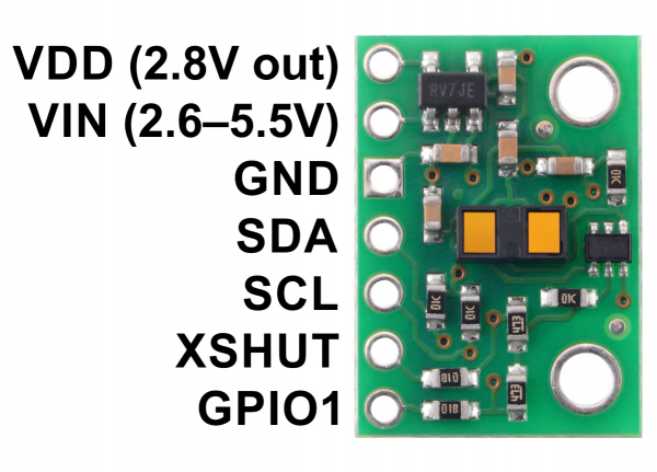 Senzor de distanta VL53L1X  ToF si regulator de tensiune, max 4m [4]