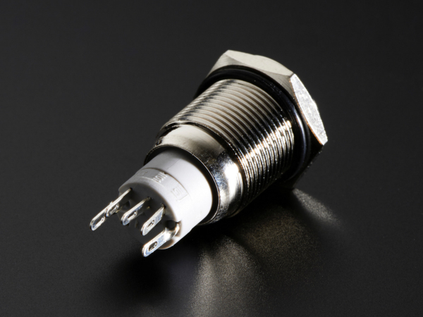 Buton metalic rosu fara mentinere cu protectie la intemperii - 16mm [3]