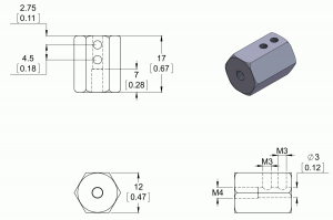 Adaptor pentru ax 3mm lungime 12mm [2]