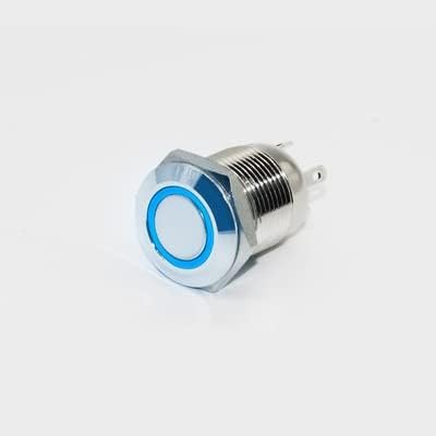 Butoane, Tastaturi - Comutator Metalic Buton Push cu Cap Plat 22MM 3-6V Rezistent la Apa Auto-resetabil cu LED Albastru