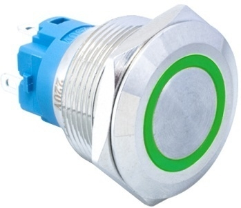 Butoane, Tastaturi - Comutator Metalic Buton Push cu Cap Plat 22MM 3-6V Rezistent la Apa Auto-resetabil cu LED Verde