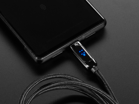 Cablu USB C la USB C cu Display 100W - 2 metri, Negru impletit [1]