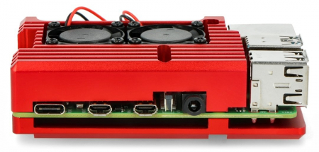 Carcasa aluminiu cu 2 ventilatoare Raspberry Pi 4B, Rosu [1]