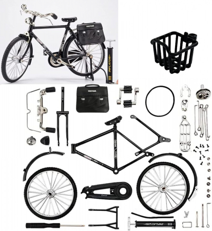 Mini Bicicleta Retro DIY, Ornament din Aliaj Metalic, Mini Bicicleta - Negru [1]