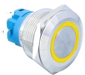 Butoane, Tastaturi - Comutator Metalic Buton Push cu Cap Plat 22MM 3-6V Rezistent la Apa Auto-resetabil cu LED Galben
