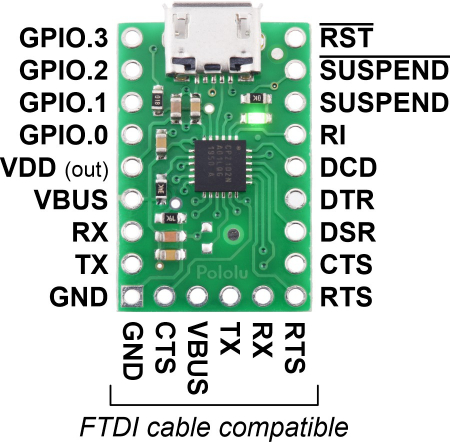 Breakout adaptor USB-la-serial Pololu CP2102N [2]