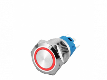 Buton Metalic cu Cap Plat de 12mm, impermeabil, auto-blocant, cu lumina LED rosie 1 [1]