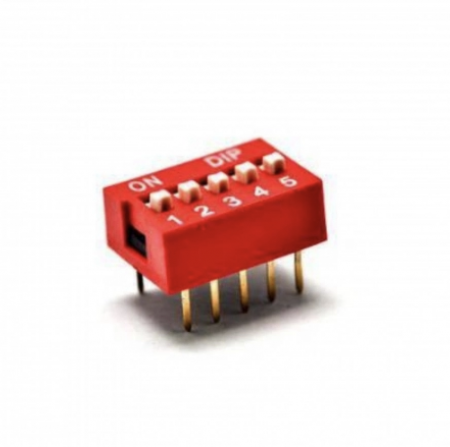 Componente - Comutator DIP cu 5 pini - Rosu