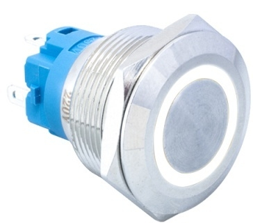 Butoane, Tastaturi - Comutator Metalic Buton Push cu Cap Plat 22MM 3-6V Rezistent la Apa Auto-resetabil cu LED Alb