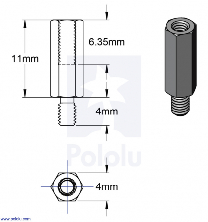 Distantiere din aluminiu pentru Raspberry Pi 11mm x 4mm M2.5 - 4 buc [3]