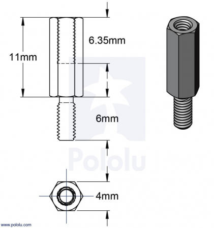 Distantiere din aluminiu pentru Raspberry Pi 11mm x 6mm M2.5 - 4 buc [2]