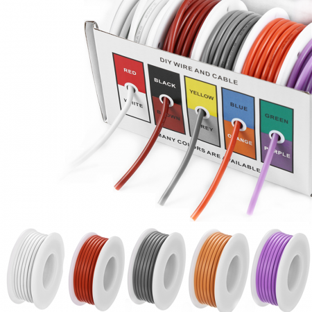 Import - Kit DYI cu Fir Siliconic 24AWG, 6 Culori 15 metri fiecare