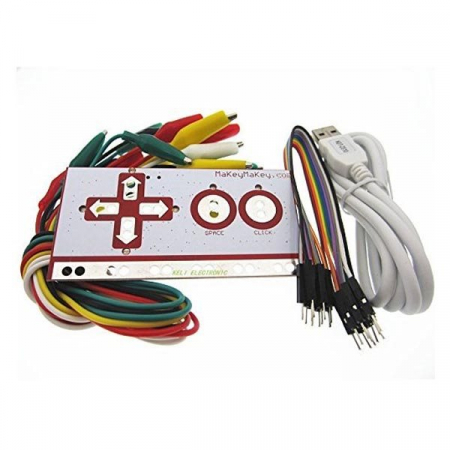Kit Fun - Kitul Makey fara Set Deluxe Logo, cu Cablu USB, Fir Dupond si Clipsuri Alligator pentru Copii, in Cutie de Carton