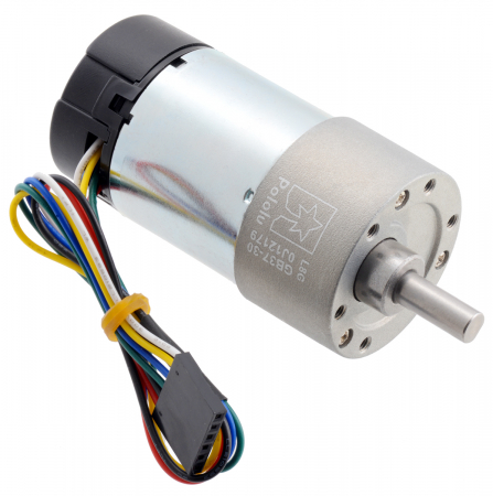 Motor 37D - Pololu motor electric metalic 24V, 30:1, 37Dx68L, pinion elicoidal, encoder
