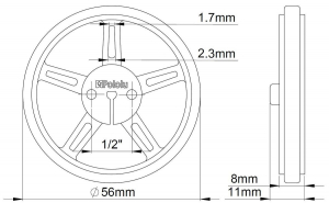 Roti Pololu Wheel 60×8mm Perechea - Galbene [2]