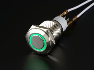 Buton metalic verde cu mentinere cu protectie la intemperii - 16mm [0]
