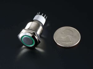 Buton metalic verde cu mentinere cu protectie la intemperii - 16mm [1]