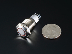 Buton metalic rosu fara mentinere cu protectie la intemperii - 16mm [1]