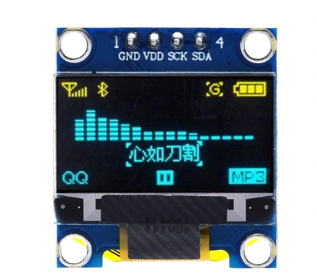 Yellow Blue 0.96" Inch I2C OLED LCD Module 4pin (Black) SSD1306 IIC:GND VDD SCK SDA with Solderin 1 [1]