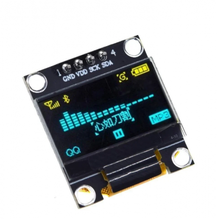 Arduino Original - Yellow Blue 0.96" Inch I2C OLED LCD Module 4pin (Black) SSD1306 IIC:GND VDD SCK SDA with Solderin 1