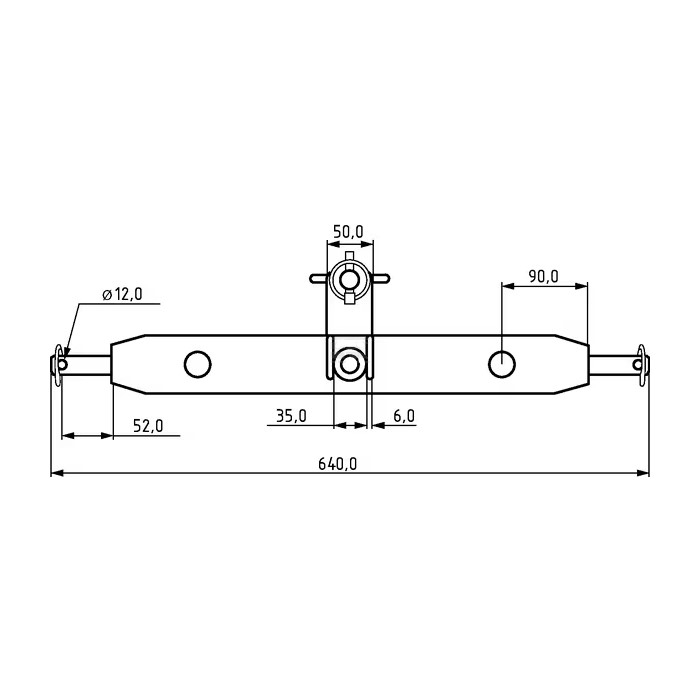 Bara remorcare cu bila 50 mm si bolt, pentru tiranti tractor 2500 kg (cat.1) [3]
