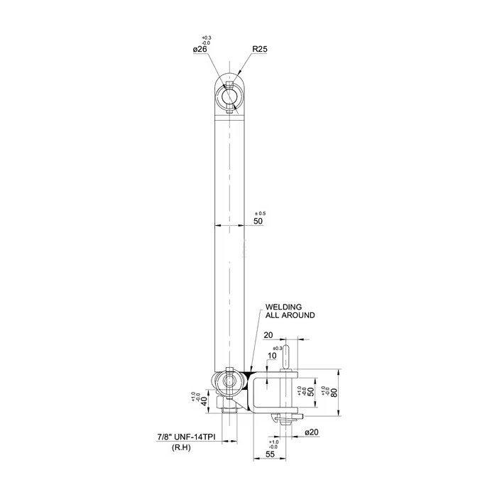 Bara remorcare cu bila 50 mm si bolt, pentru tiranti tractor 3500 kg (cat.2) [3]