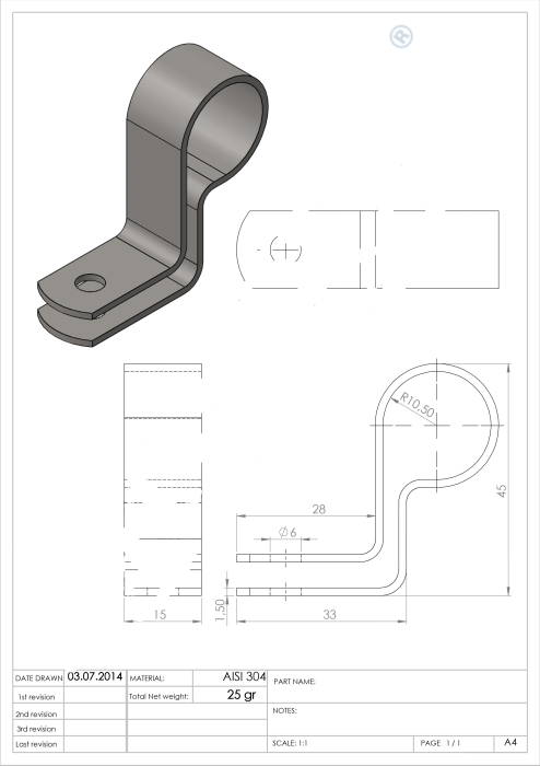 Colier / Bridă din inox pentru prindere țeavă 1/2″, instalații de apă [2]