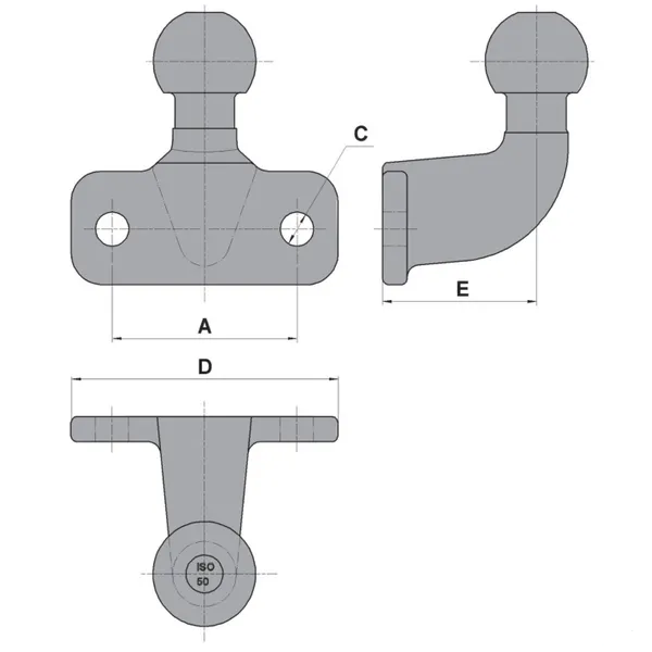 Carlig / Cupla tractare, cap sferic, 2000 kg [3]