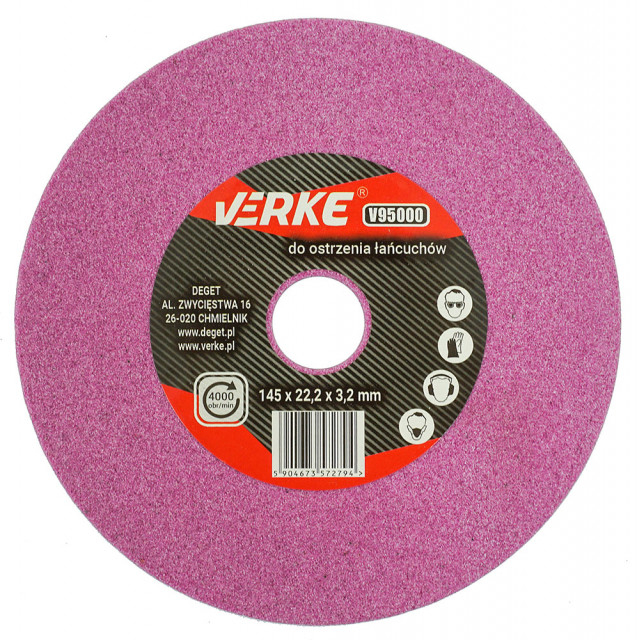 Disc abraziv pentru masina de ascutit lanturi 145x22.2x3.2mm VERKE [1]