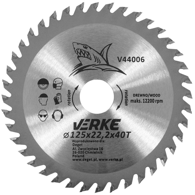 Disc circular debitare lemn 125x22.2x40T mm Verke [1]