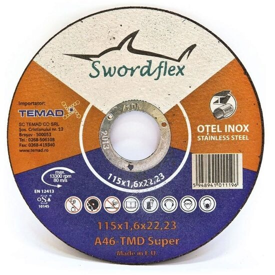 Disc de tăiere SWORDFLEX A 46 TMD SUPER, plat, pentru oțel, inox, 115mmx1,6mm [1]