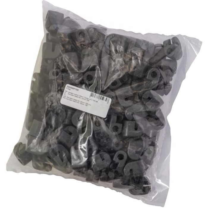 Izolatori gard electric, fixare cui sau holszurub 100 bucati, negru - orificiu 10mm [2]