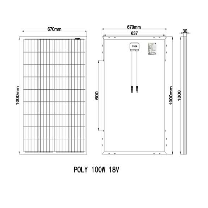 Panou fotovoltaic 100 W - 1030 x 460 x 30 mm [2]