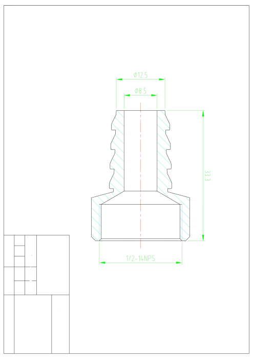 Racord furtun V2A din oțel inoxidabil Ø12,7 mm × filet interior 1/2″ [2]