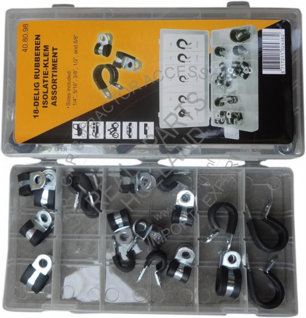 Set bride fixare conducte , inele cu garnitura cauciuc, 18 bucati , 1/4- 5/16- 3/8- 1/2 5/8 [1]