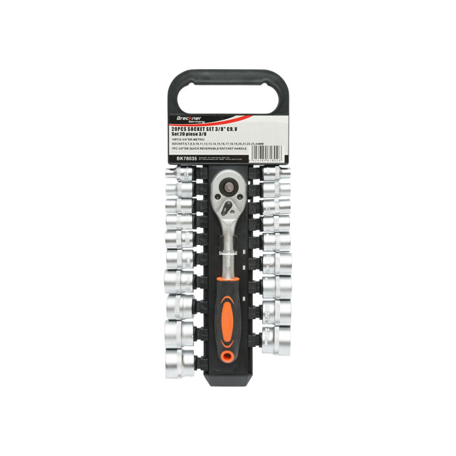 Set clichet reversibil 3/8 cu 19 tubulare metrice Cr-V [1]