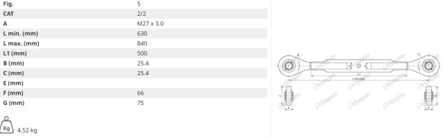 Tirant CAT 2/2 - M27 x 3.0 - L 630/840 mm [2]
