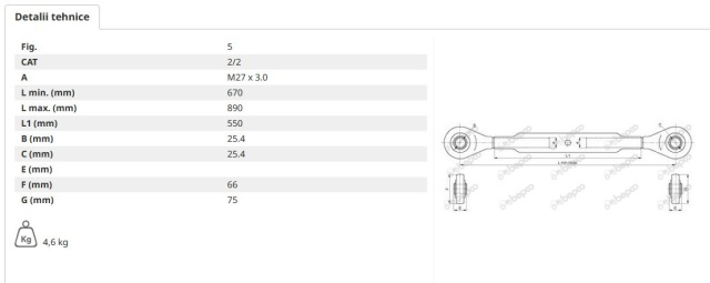 Tirant central CAT 2/2 - M27 x 3.0 - L 670/890 mm [2]